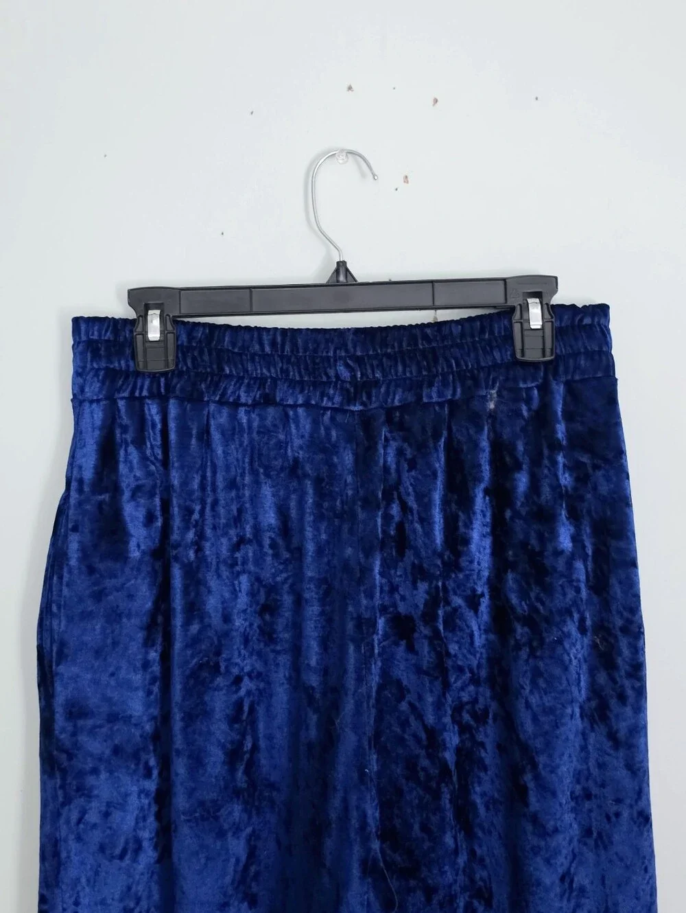 Free People Blue Crushed Velvet Wide-Leg Pants